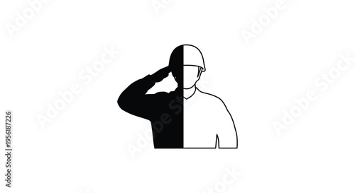Soldier Saluting Black and White Icon Vector