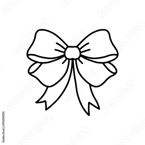 Doodle bow, outline decorative element, simple hand drawn silhouette