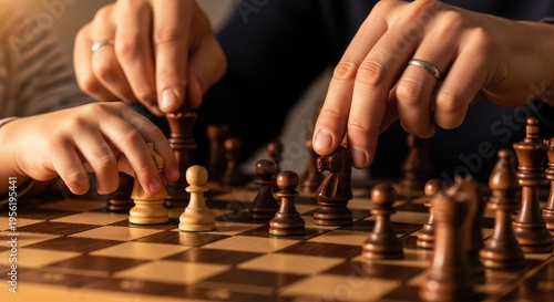 Father's day celebration with family playing chess together