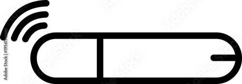 Dog microchip icon representing pet identification and tracking technology, veterinary RFID implant symbol for animal safety, security and smart pet care, black outline design vector illustration.