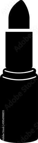 Lipstick vector icon, cosmetic makeup silhouette and outline beauty fashion symbol isolated on transparent background for branding and salon design