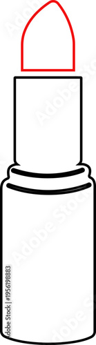 Lipstick vector icon, cosmetic makeup silhouette and outline beauty fashion symbol isolated on transparent background for branding and salon design