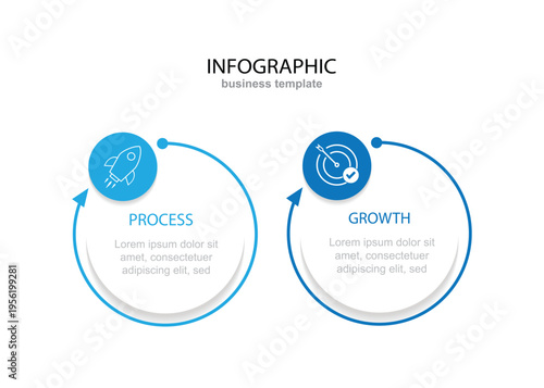 business process chart modern infographic template, design infographic whit 2 option vector illustration