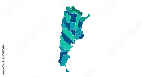 Stylized abstract map of argentina divided into colorful geometric regions