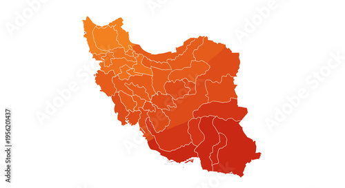 Stylized map of iran in warm gradient colors abstract geographical shape isolated