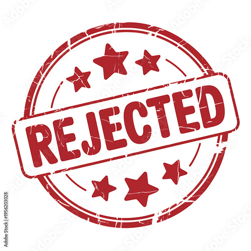 Rejected rubber stamp with stars on white background  symbol of denial
