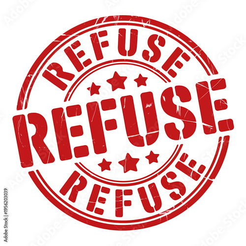 Red refuse stamp with stars on white background  rejection symbol