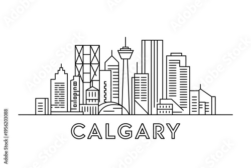 Calgary city skyline illustration with buildings and towers  urban landscape