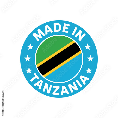 Made in Tanzania flag badge seal sticker  African country emblem  national pride symbol