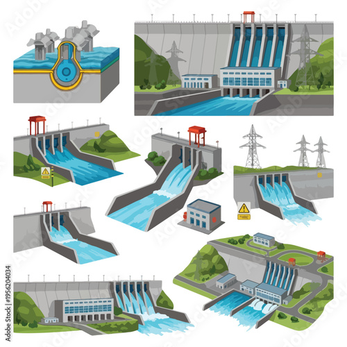 Hydroelectric Dam and Turbine System Diagrams...!!