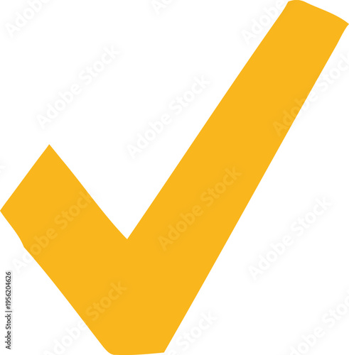 A bold and vibrant golden yellow check mark symbol isolated on a clean white background design Vector
