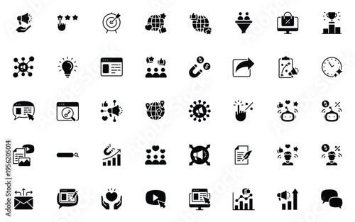 set of digital marketing icons, business, advertisement