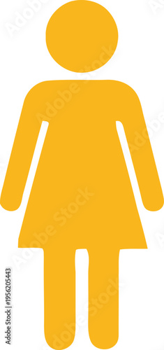 A simple yellow flat vector icon representing a female figure on a plain white background surface Vector