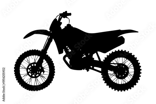Black Dirt Bike Silhouette Vector - Motocross Off-Road Motorcycle Icon Isolated on White