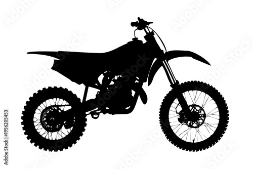 Black Dirt Bike Silhouette Vector - Motocross Off-Road Motorcycle Icon Isolated on White