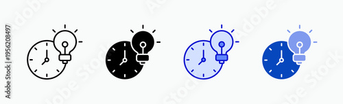 Time Icon Sheet Multiple Style Collection Isolated Vector