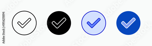 Check Icon Sheet Multiple Style Collection Isolated Vector