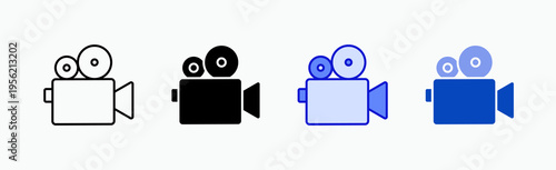 Video Camera Icon Sheet Multiple Style Collection Isolated Vector