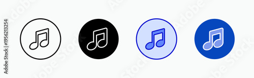 Music Icon Sheet Multiple Style Collection Isolated Vector