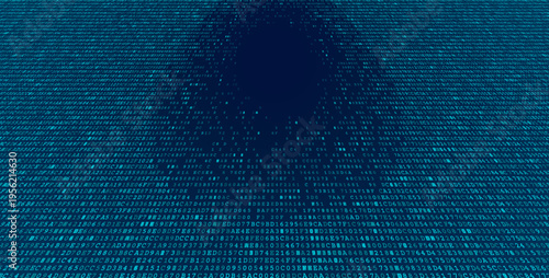 The Binary Void - Fractal Data Distribution and Cybersecurity Perimeter Background. Perspective.