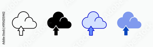 Upload Icon Sheet Multiple Style Collection Isolated Vector