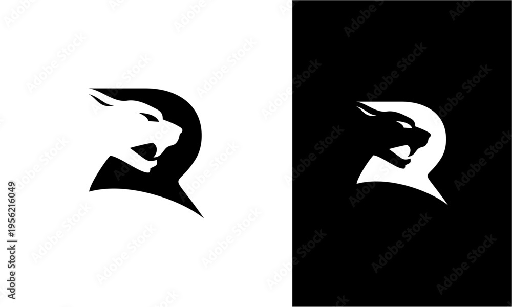 Fototapeta premium R logo and cheetah head