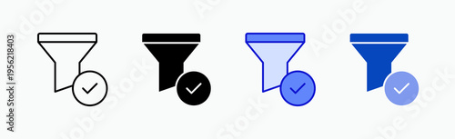 Filter Icon Sheet Multiple Style Collection Isolated Vector