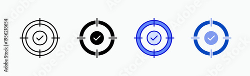 Target Icon Sheet Multiple Style Collection Isolated Vector