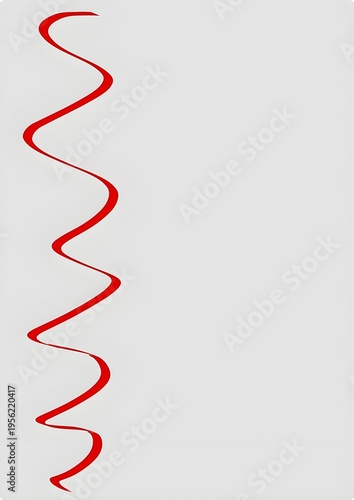Minimal abstract background with red wavy line on light gray surface, modern clean design with copy space.