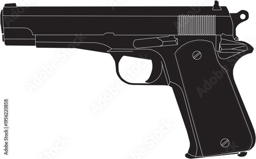 ZKP Type Pistol Small Caliber Silhouette Semi Automatic Weapon Vector