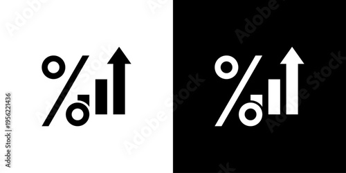 Percentage Up Icon Sheet Black And White