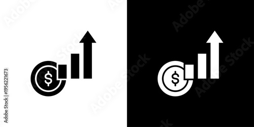 Wealth Up Icon Sheet Black And White