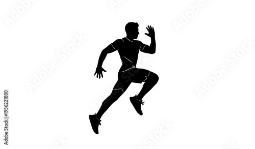 Active man jumping exercise silhouette sport fitness vector design