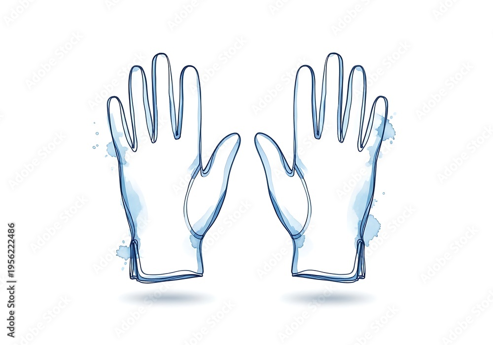 Obraz premium A pair of blue medical gloves are shown on a white background.