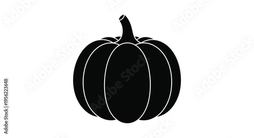 A black pumpkin shape stands out against a white background silhouette