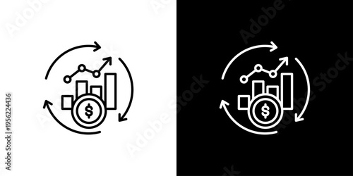 Cash Flow Icon Sheet Black And White