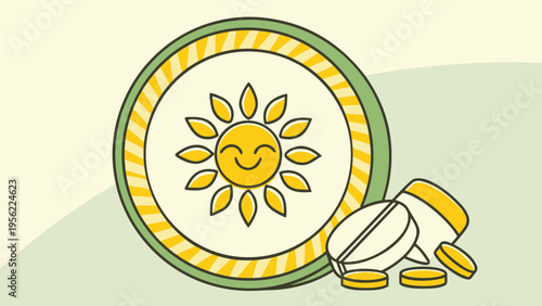 Sun and Coin Mockup for Financial or Health Insurance Concept