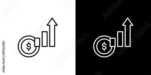Wealth Up Icon Sheet Black And White