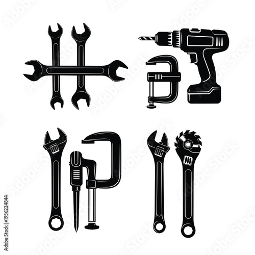 A collection of various tools for construction and repair work