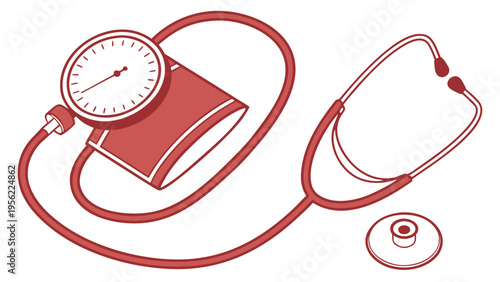 Medical Equipment Mockup Stethoscope and Blood Pressure Monitor Illustration