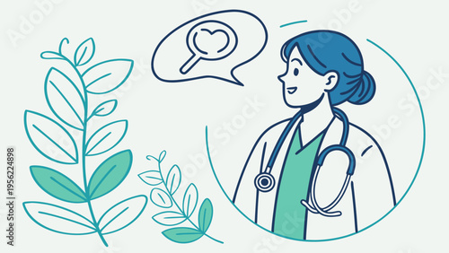 Doctor Talking About Health, Health Care and Well-being, Medical Consultation Mockup Illustration