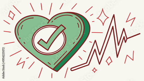 Healthy Heart Checkup Mockup Illustration of Cardiology and Wellness