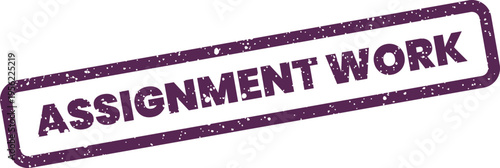 Canvas-taulu Purple distressed stamp featuring ASSIGNMENT WORK text inside a rectangular bord