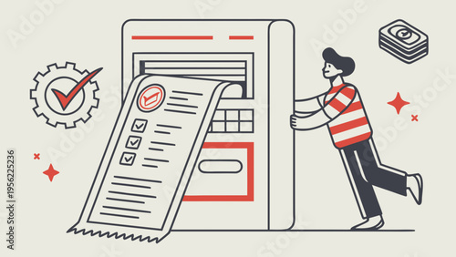 Expense tracking icon mockup, demonstrating financial management and bill payment with checklist and verified checkmark, suitable for business and lifestyle apps