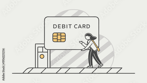 Personal finance debit card mockup illustration for expense tracking and budgeting