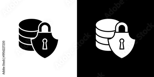 Secure Data Icon Sheet Black And White
