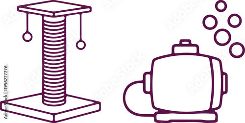 Illustration of a vintage washing machine and a portable air conditioner