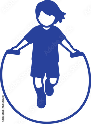 Child jumping rope in a circular motion graphic illustration