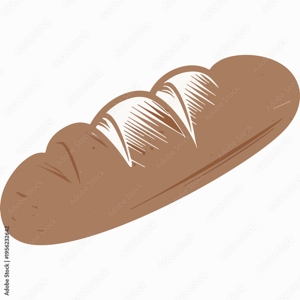 Obraz premium A brown illustration of a loaf of bread on a white background
