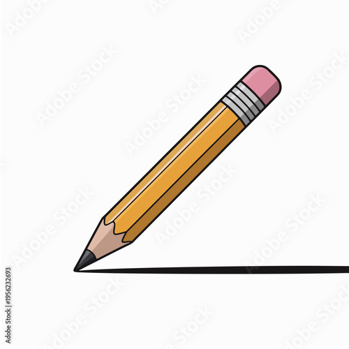 A colorful illustration of a pencil with an eraser on a white background